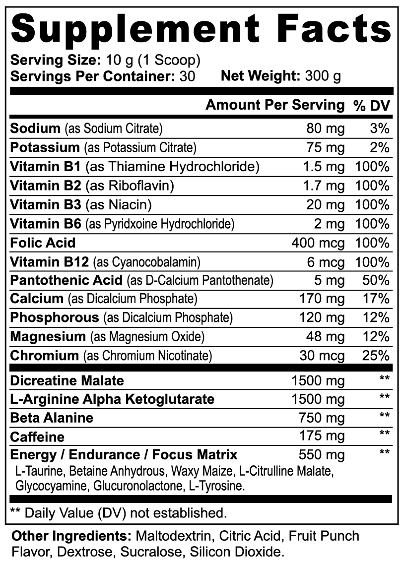 CRYPTIC Pre-Workout Powder (Fruit Punch)